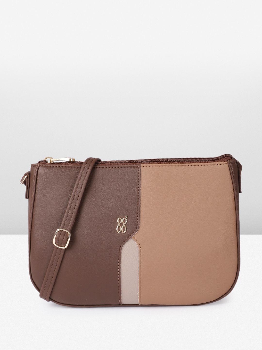 

Baggit Colourblocked Lpxe Pea 3T5 E Ziba Structured Sling Bag, Brown