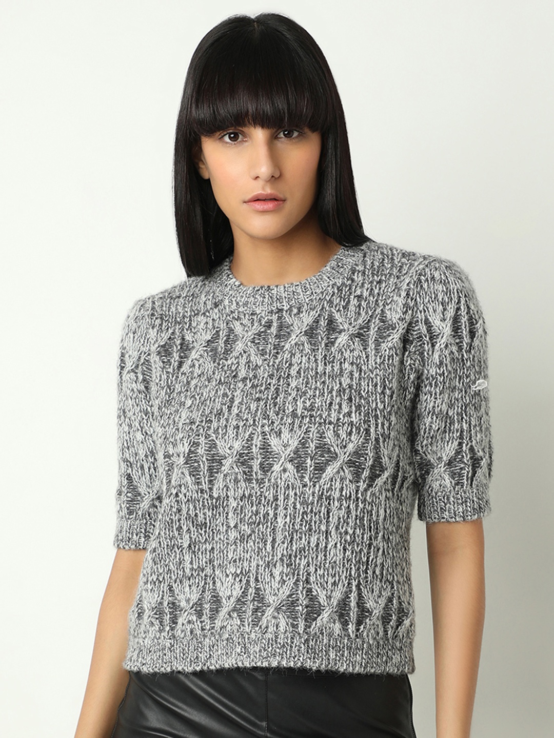 

Vero Moda Women Cable Knit Round Neck Sweater, Grey