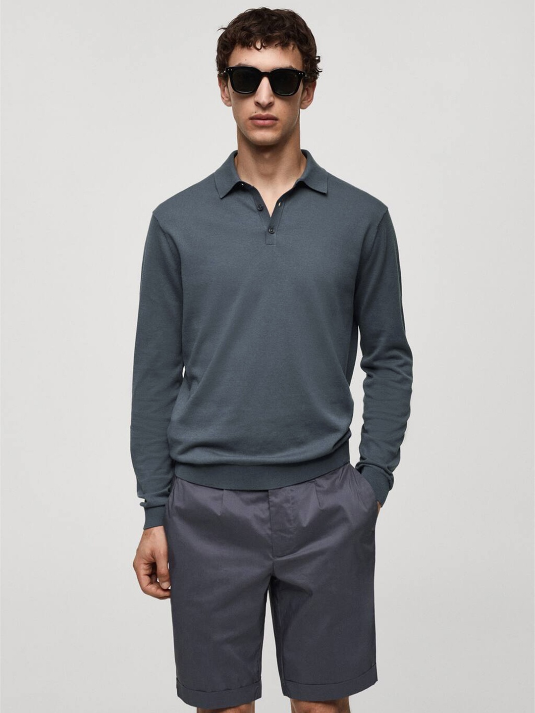 

MANGO MAN Fine Kit Polo Collar Pure Cotton T-shirt, Charcoal