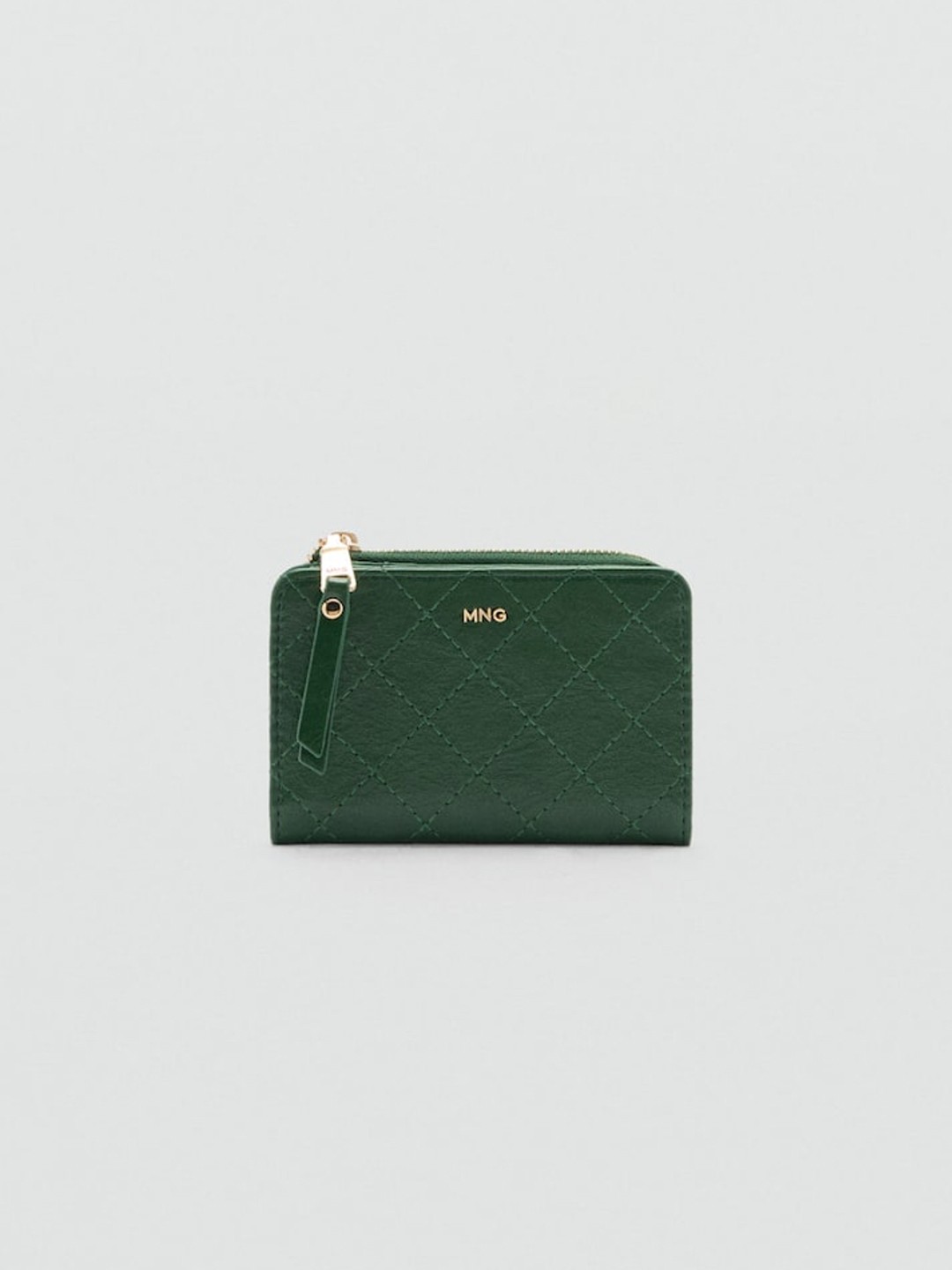

MANGO Women Quilted Card Holder, Green