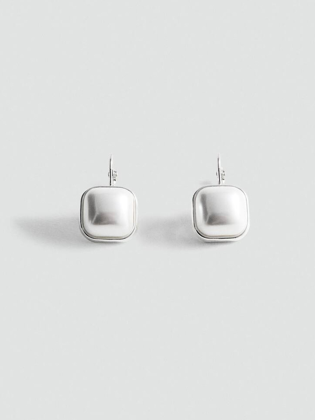 

MANGO Beaded Square Drop Earrings, White
