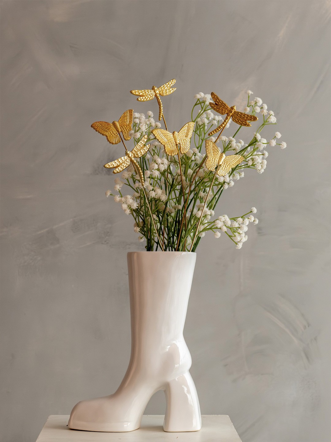 

Glimpse Homes Gold Toned 6 Pieces Butterfly & Dragonfly Vase Fillers Metal Sticks