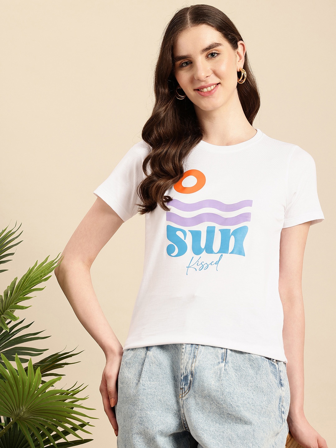 

Mast & Harbour Printed Pure Cotton Bio Finish T-shirt, White