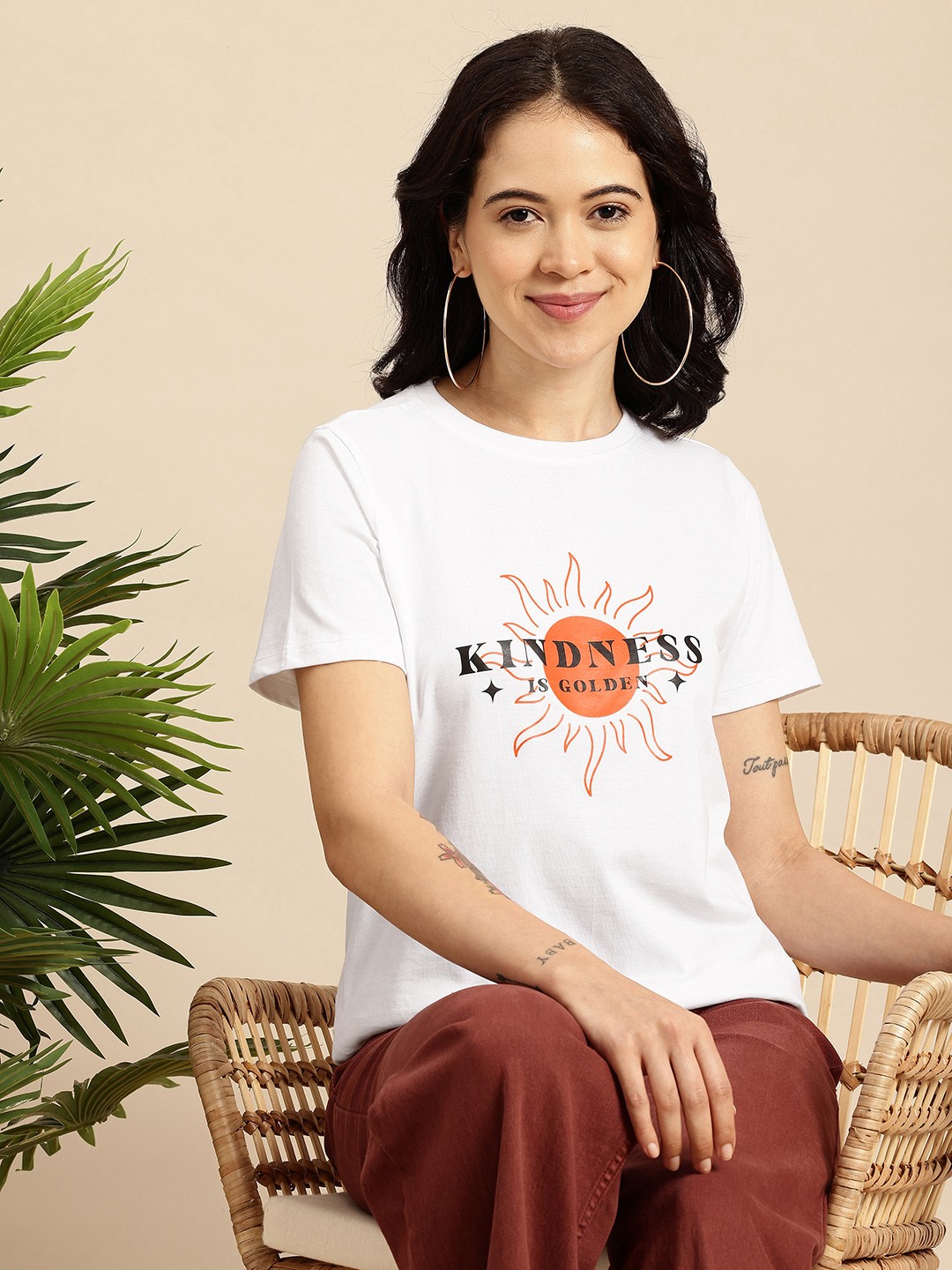 

Mast & Harbour Typography Printed Pure Cotton Bio Finish T-shirt, White