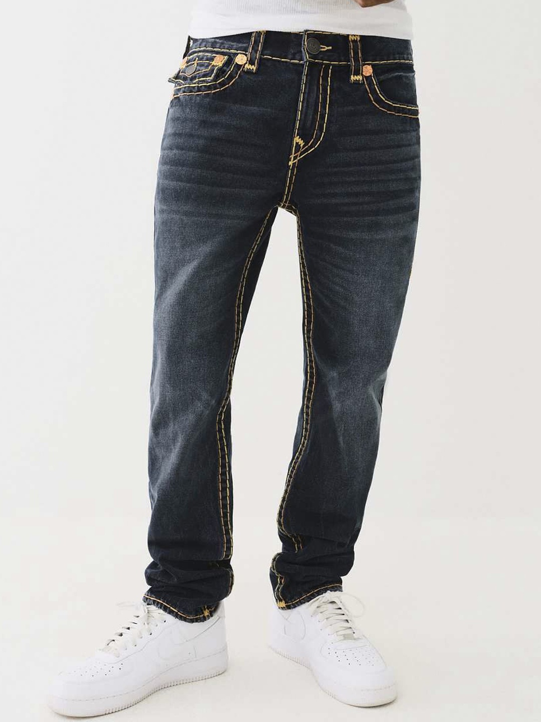 

True Religion Super T Rocco Slim Fit Blue Mid-Rise Washed Jeans