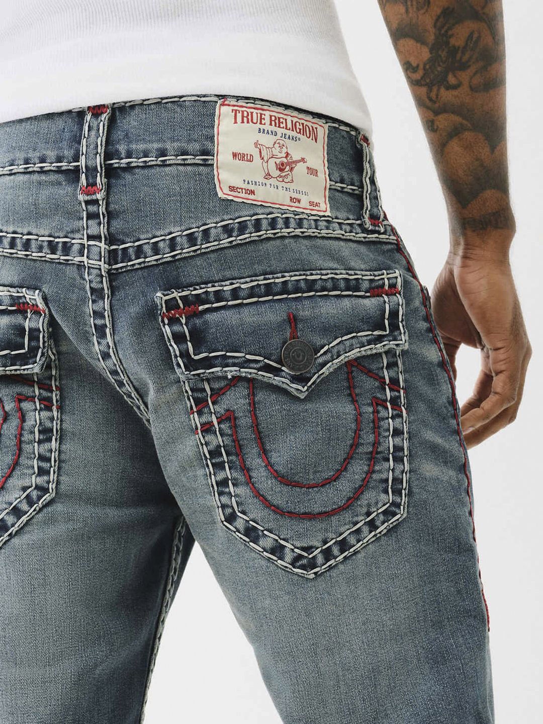 

True Religion Super T Billy Bootcut Fit Blue Mid-Rise Washed Jeans