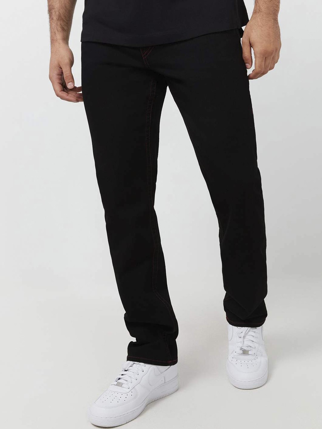 

True Religion SN Ricky Straight Fit Black Mid-Rise Solid Jeans