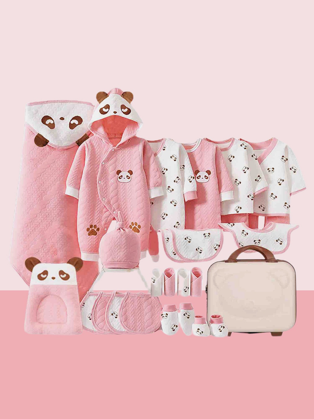 

Little Surprise Box LLP Kids Pack Of 27 Pieces Baby Apparel Gift Set, Pink