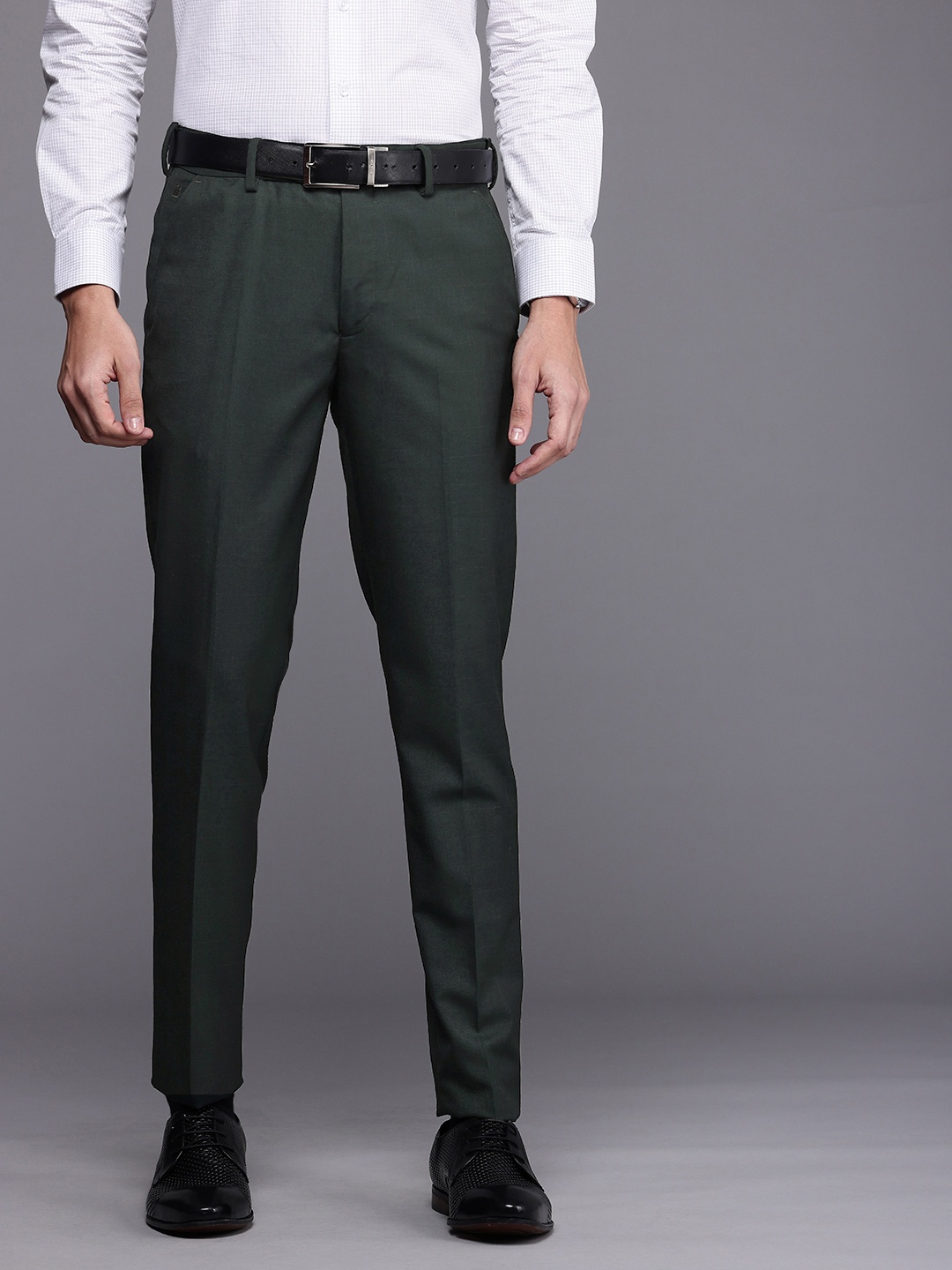 

Louis Philippe Men Slim Tapered Fit Trousers, Green