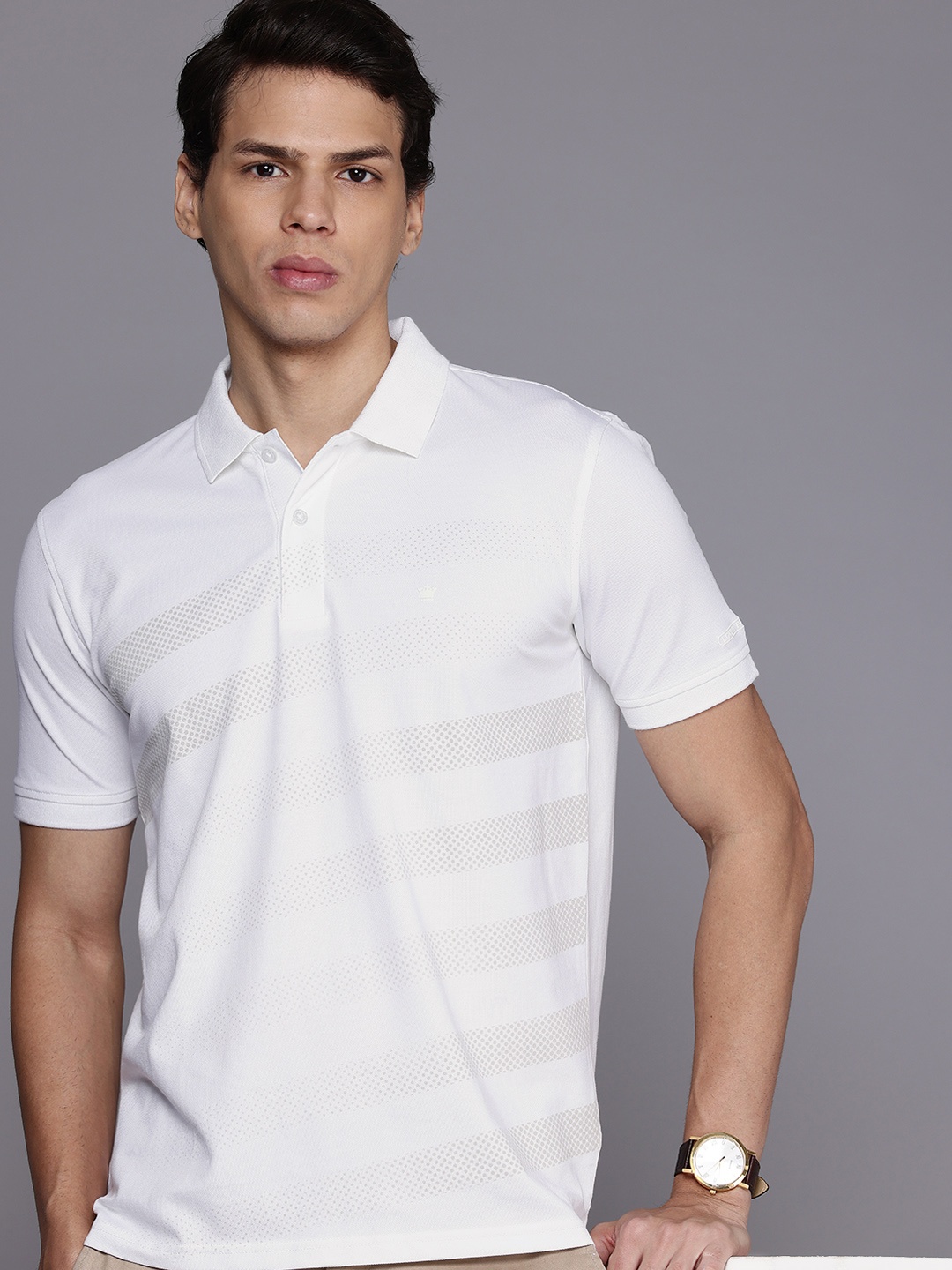 

Louis Philippe Geometric Printed Polo Collar T-shirt, White