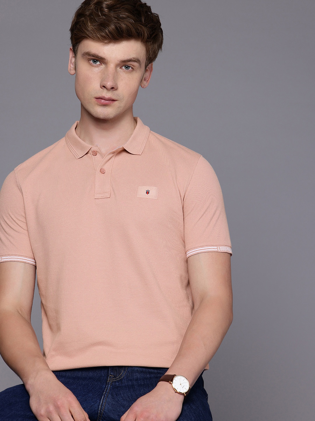 

Louis Philippe Jeans Polo Collar Pure Cotton Slim Fit T-shirt, Rose