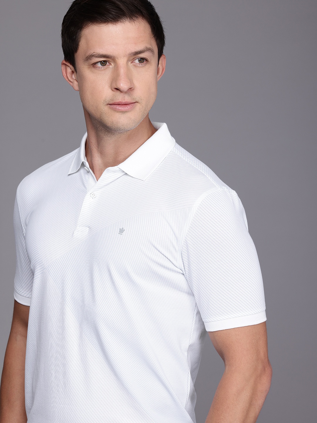 

Louis Philippe Ath.Work Striped Polo Collar Slim Fit T-shirt, White
