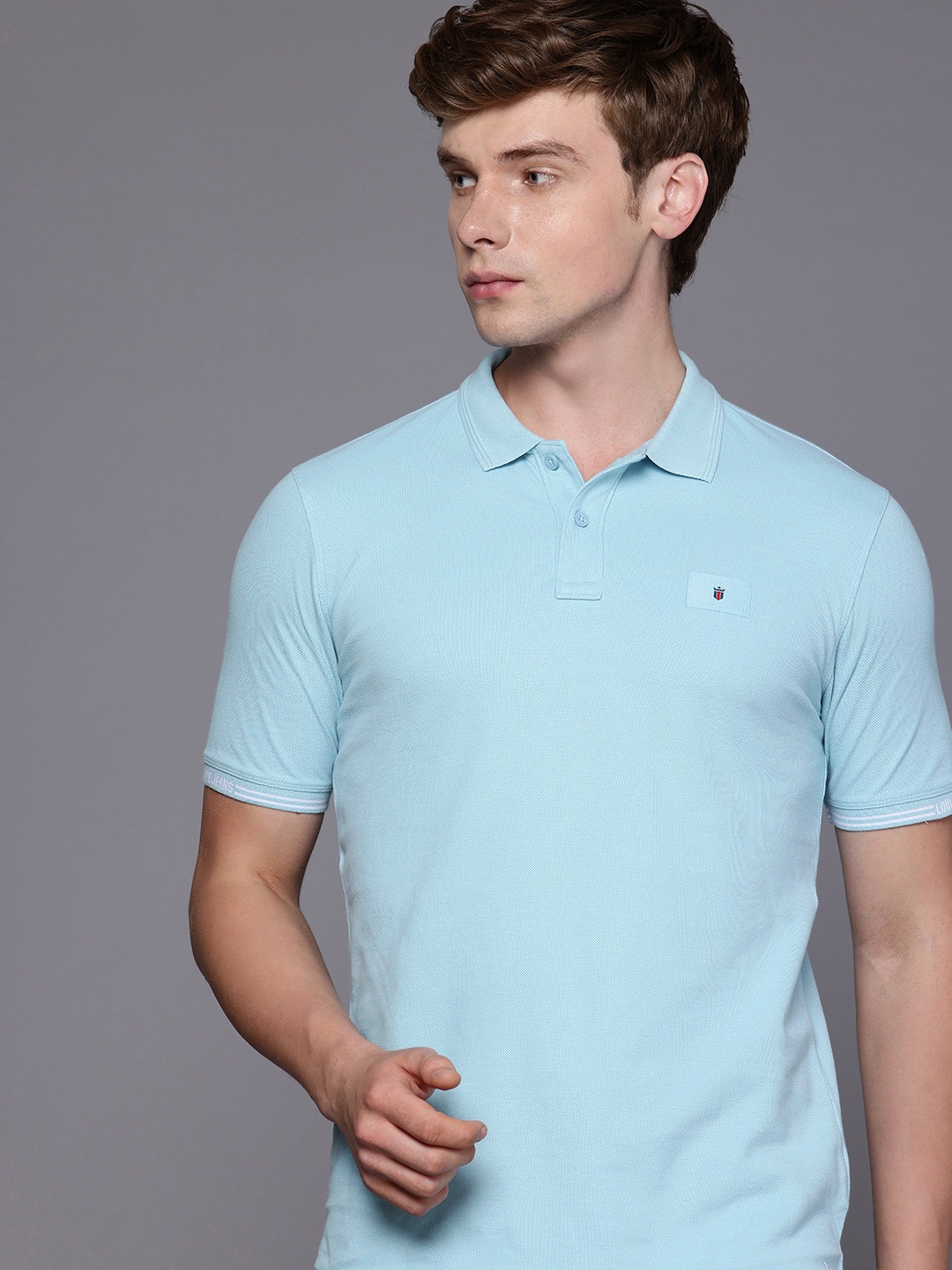 

Louis Philippe Jeans Polo Collar Pure Cotton Slim Fit T-shirt, Blue