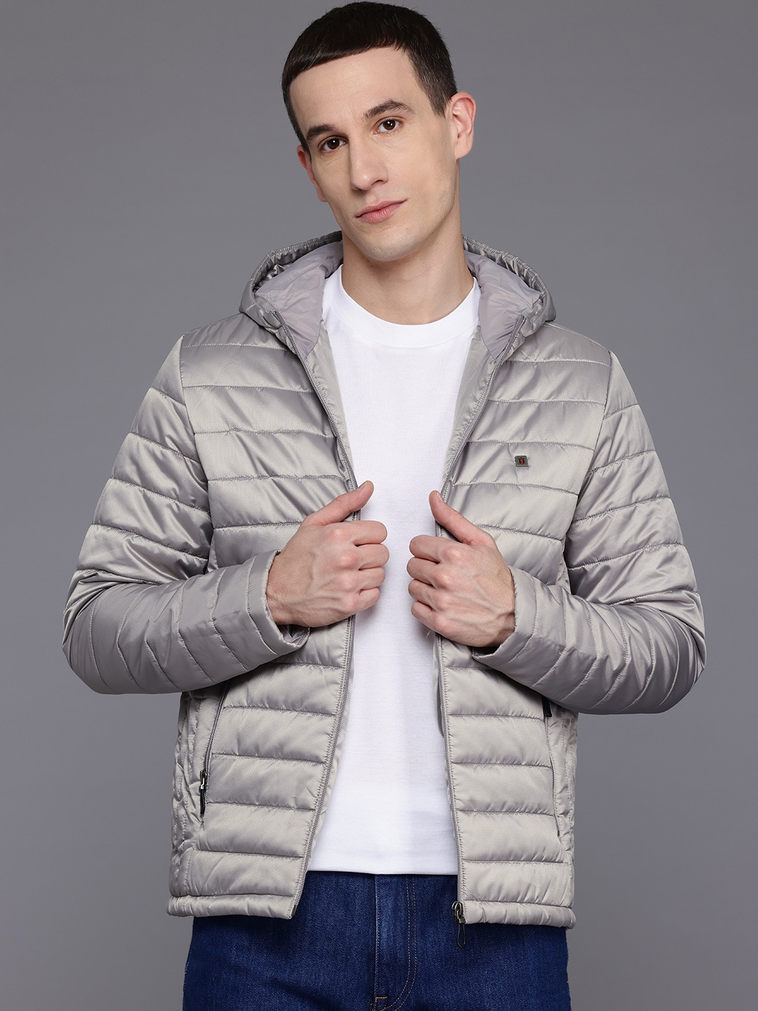 

Louis Philippe Sport Hooded Padded Jacket, Grey