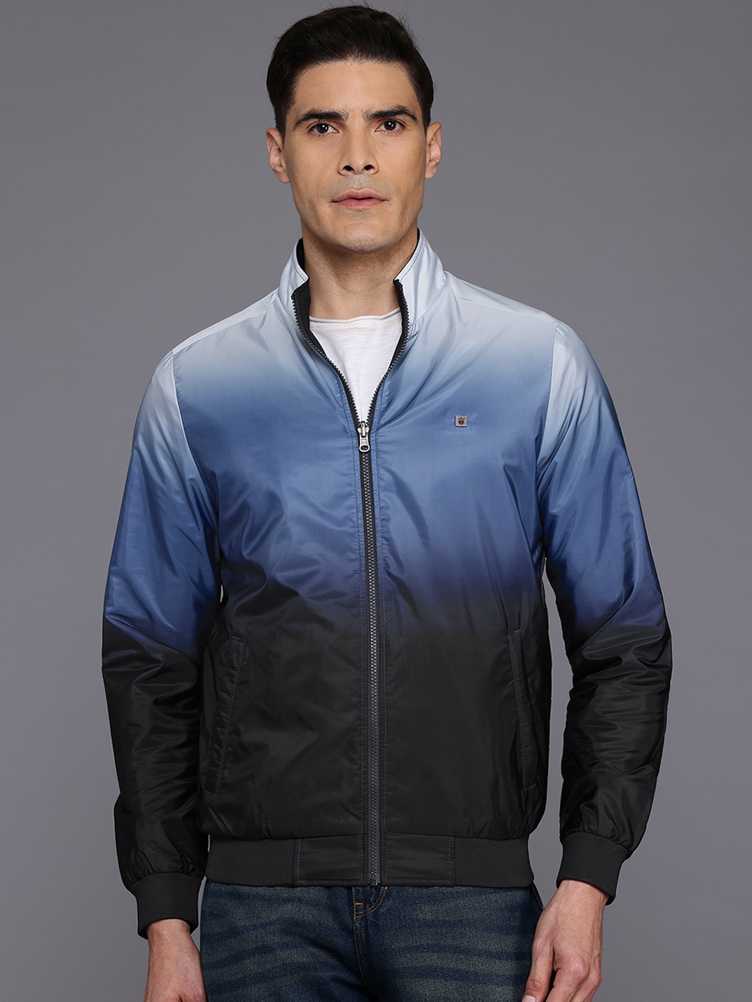 

Louis Philippe Sport Ombre Effect Reversible Bomber Jacket, Navy blue