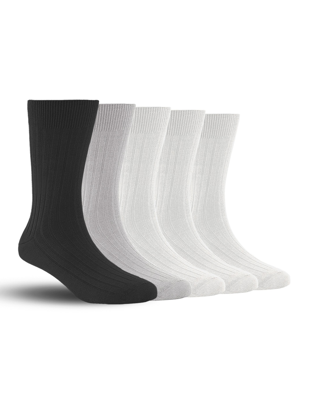 

FOOTPRINTS Men Pack Of 5 Anti Odour Organic Cotton Calf Length Socks, Black