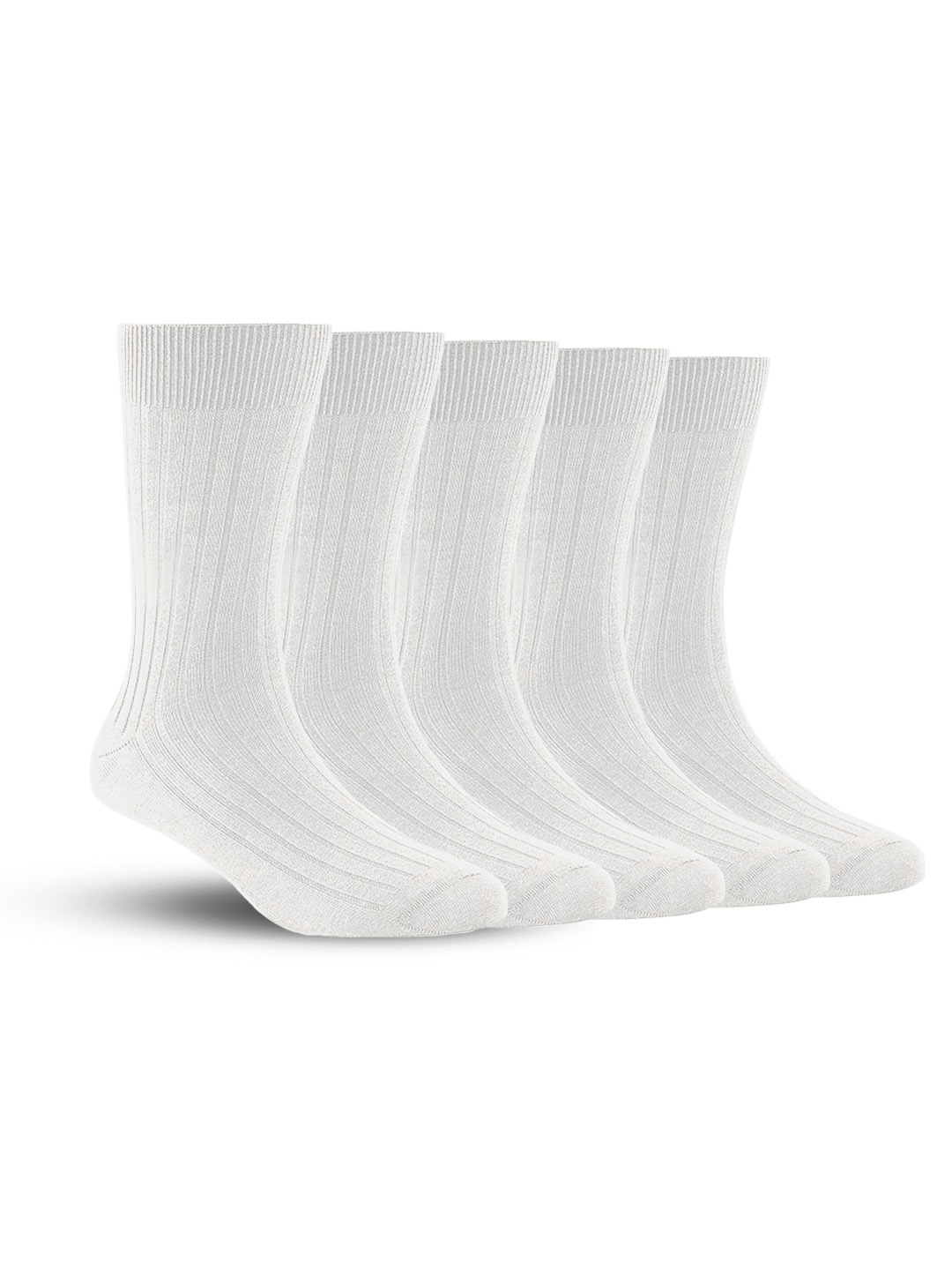 

FOOTPRINTS Pack Of 5 Men Striped Calf Length Socks, White