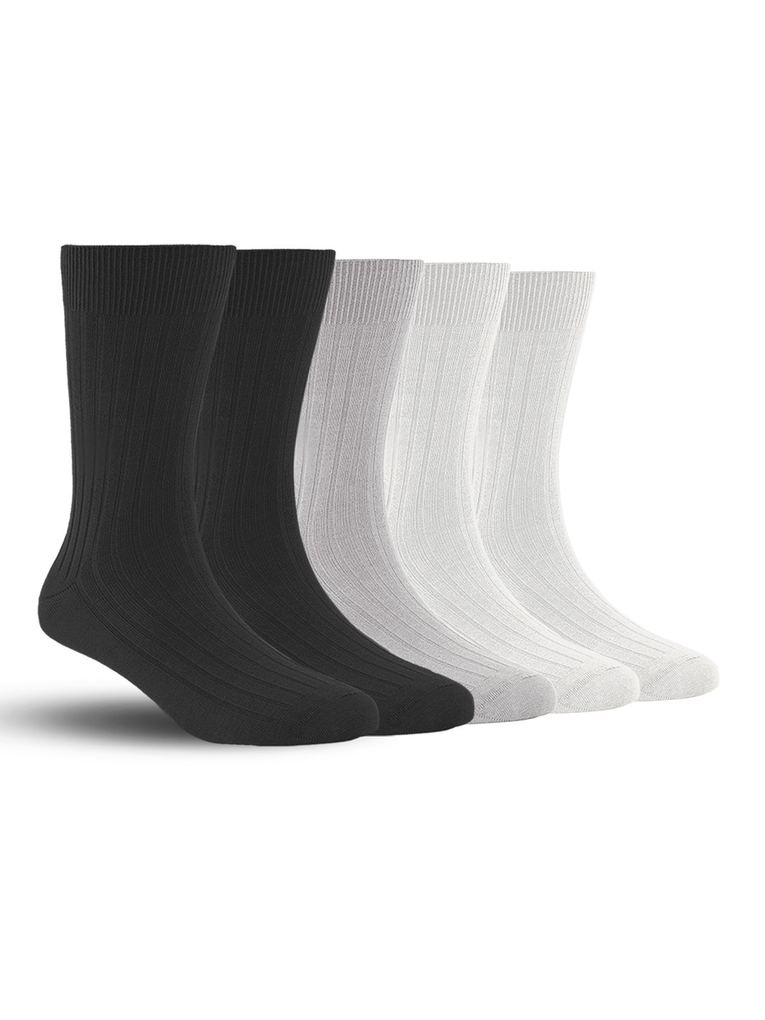 

FOOTPRINTS Men Pack Of 5 Anti Odour Calf Length Socks, Black