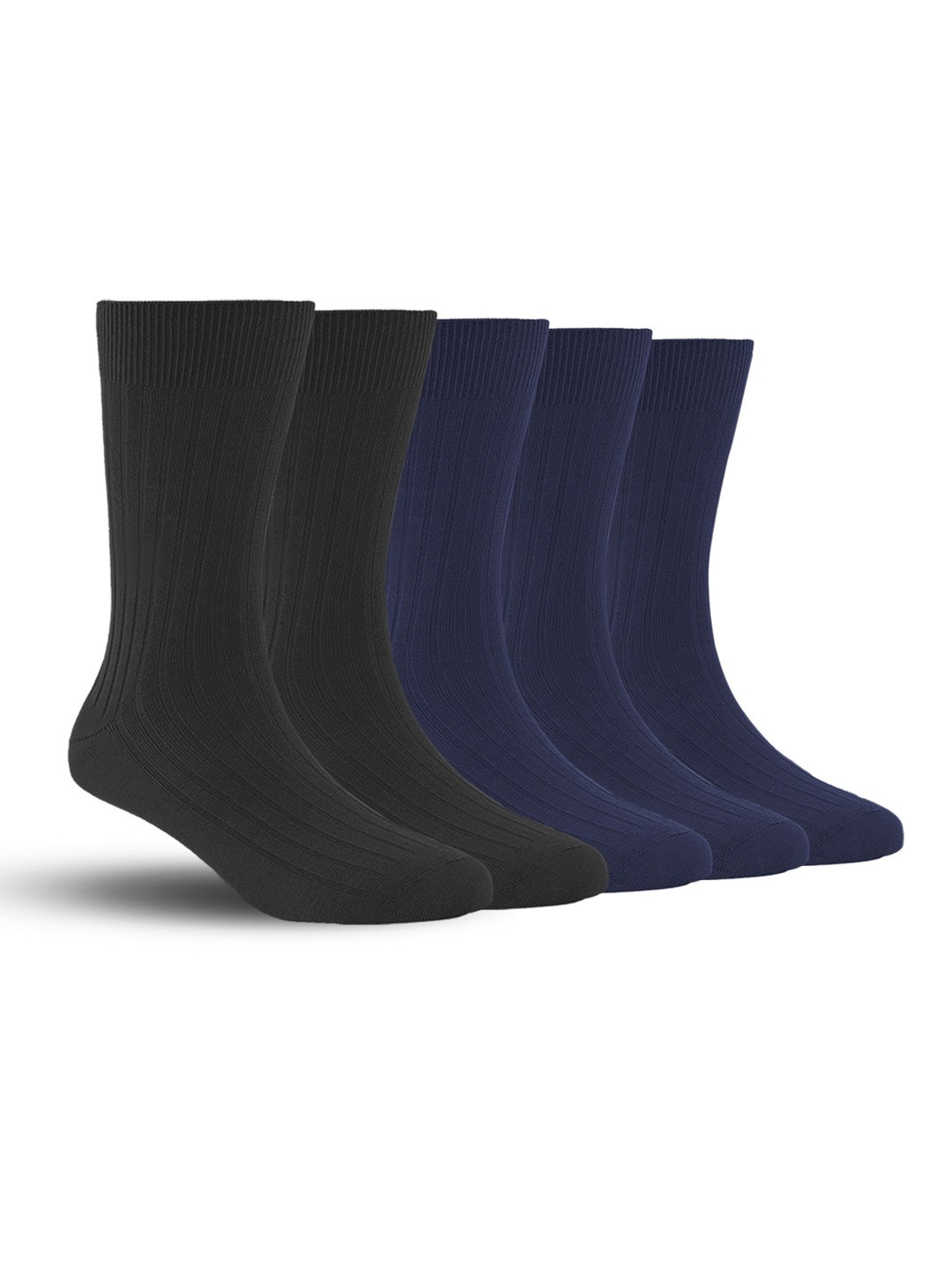 

FOOTPRINTS Men Pack Of 5 Anti Odour Calf Length Socks, Blue
