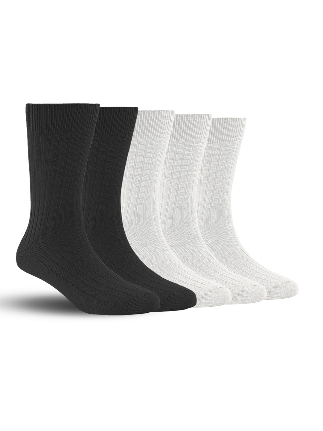 

FOOTPRINTS Men Pack Of 5 Patterned Cotton Calf Length Socks, White