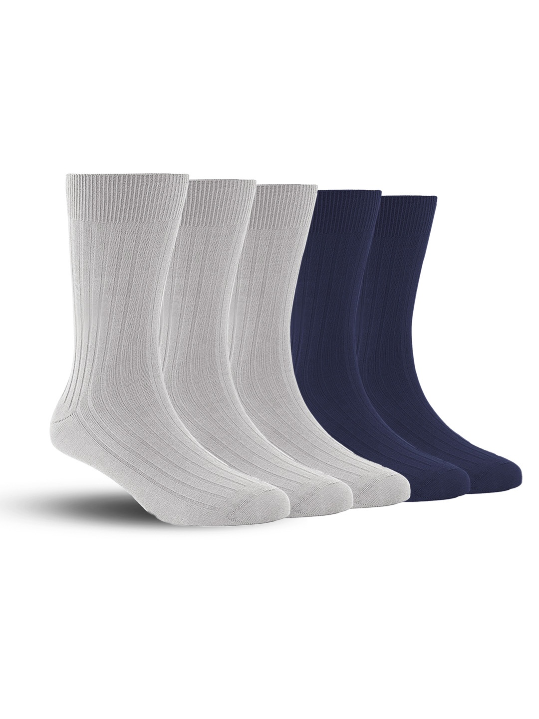 

FOOTPRINTS Men Pack Of 5 Anti Odour Calf Length Socks, Grey
