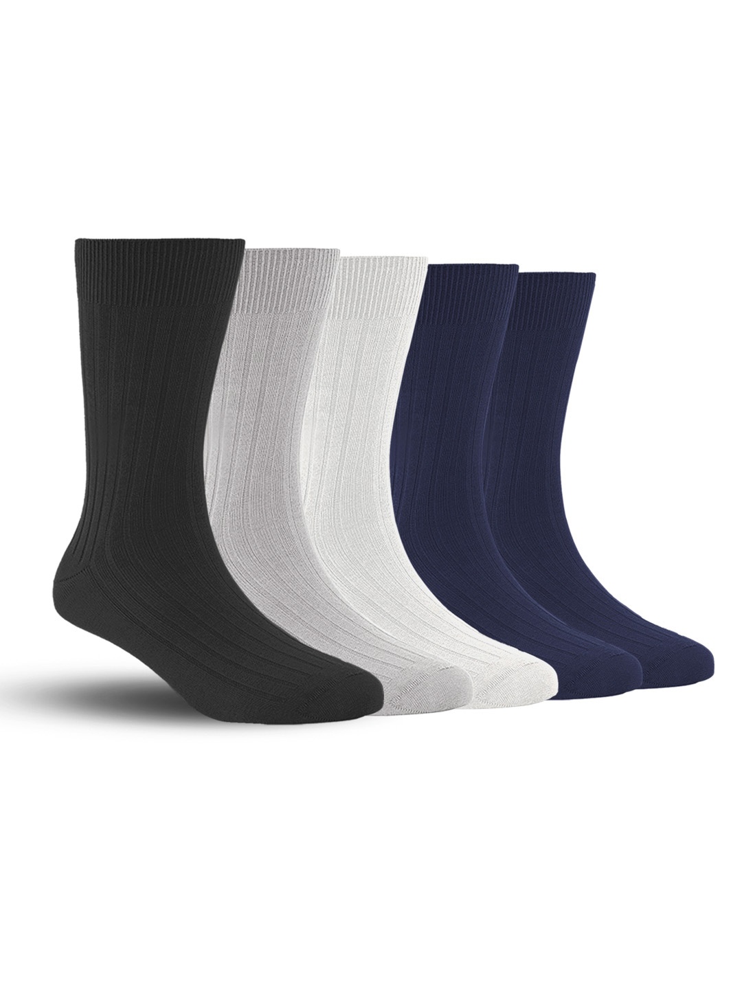 

FOOTPRINTS Men Solid Pack Of 5 Anti Odour Calf Length Socks, Black