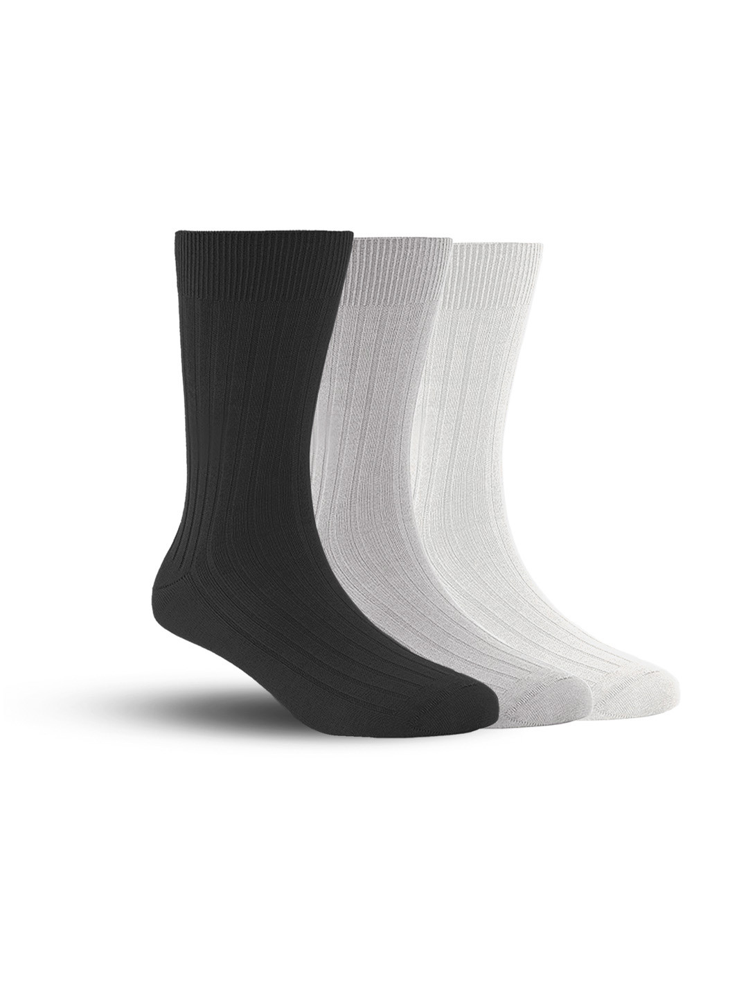 

FOOTPRINTS Men Pack Of 3 Anti Odour Calf Length Socks, Black