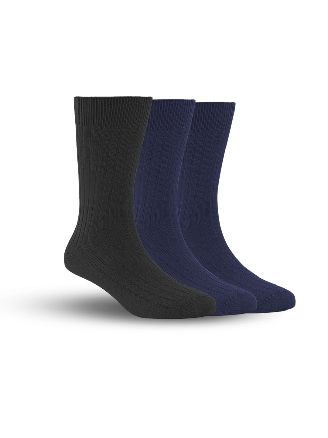 

FOOTPRINTS Men Pack Of 3 Anti Odour Calf Length Socks, Navy blue