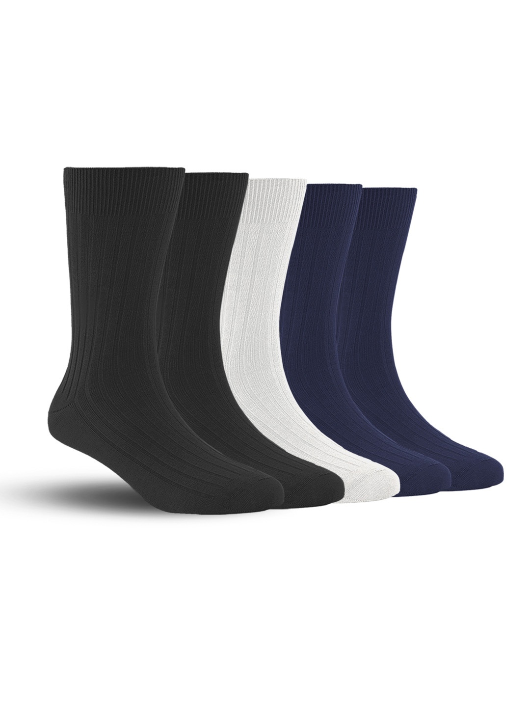 

FOOTPRINTS Men Pack Of 5 Anti Odour Calf Length Socks, Black