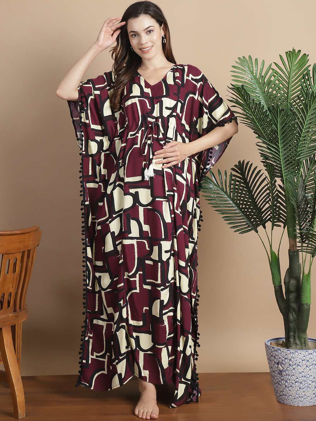 

Secret Wish Women Printed Maxi Nightdress, Purple