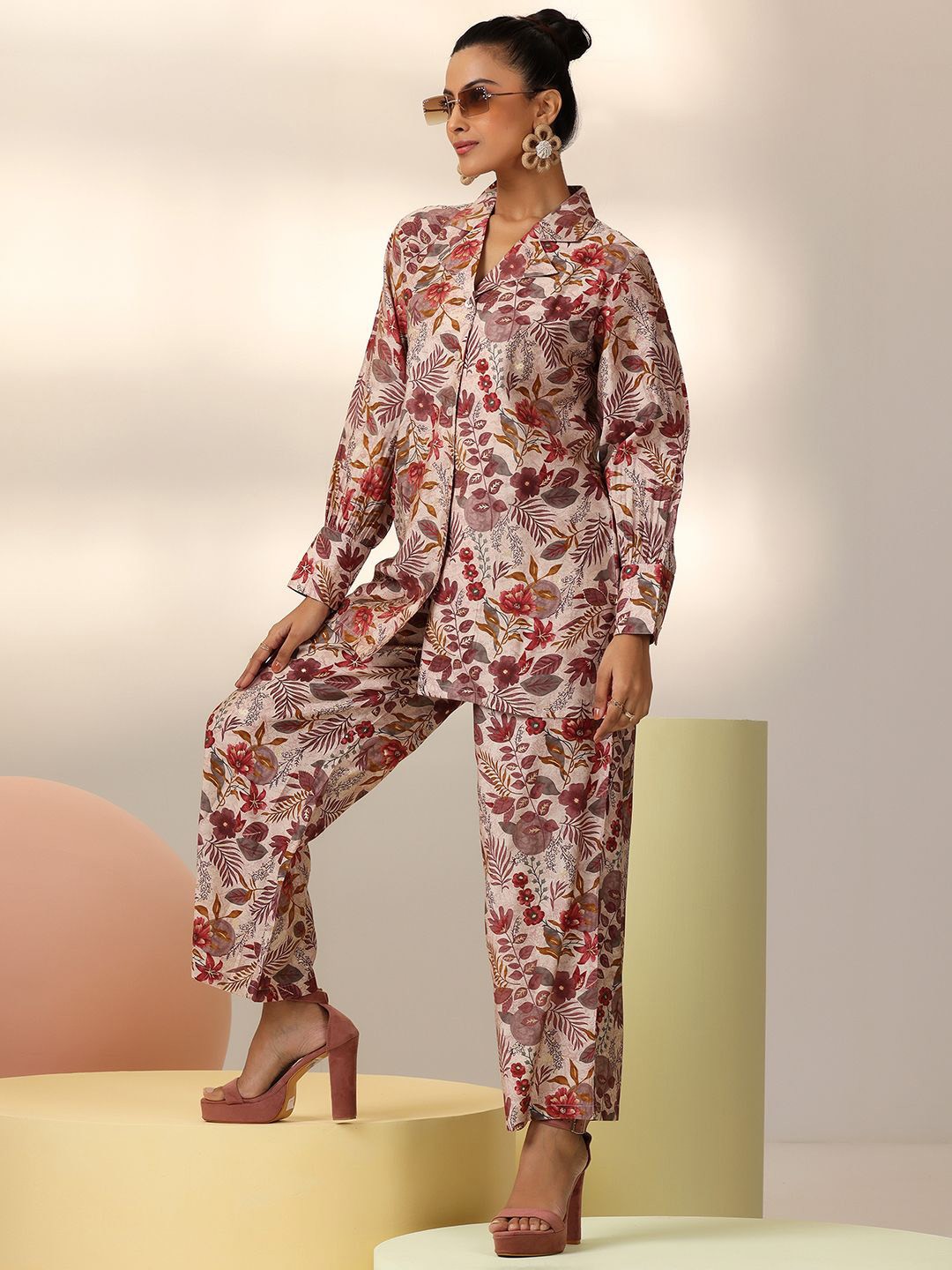 

Libas Floral Printed Shirt & Palazzo, Off white