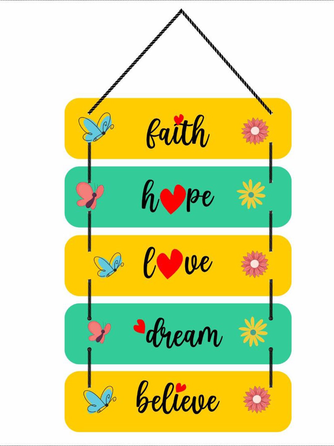 

CVANU Yellow & Green Printed Wooden Wall Decor Hangings