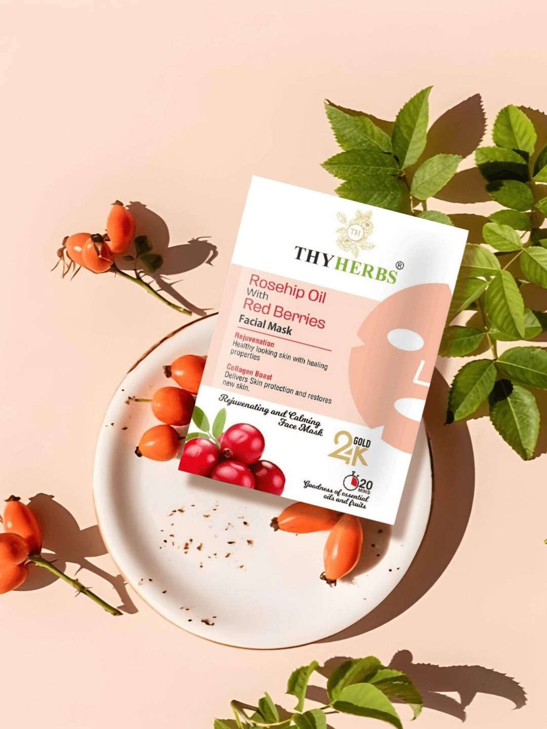 

Thyherbs 24K Gold Rejuvenating & Calming Face Mask, Red