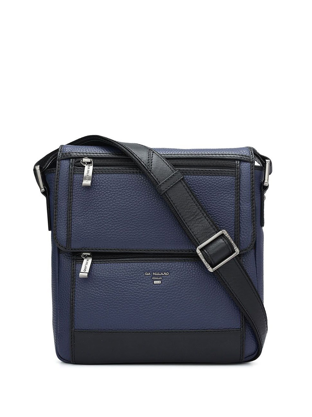 

Da Milano Men Textured Messenger Bag, Blue