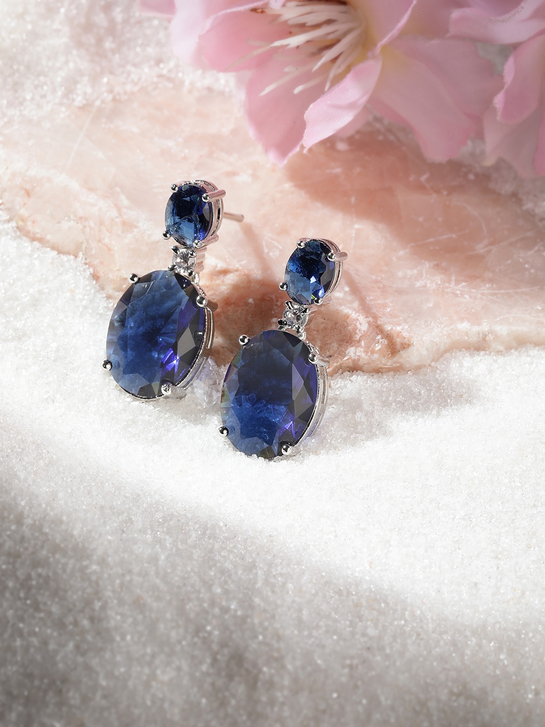 

Manikya Teardrop Shaped Drop Earrings, Blue