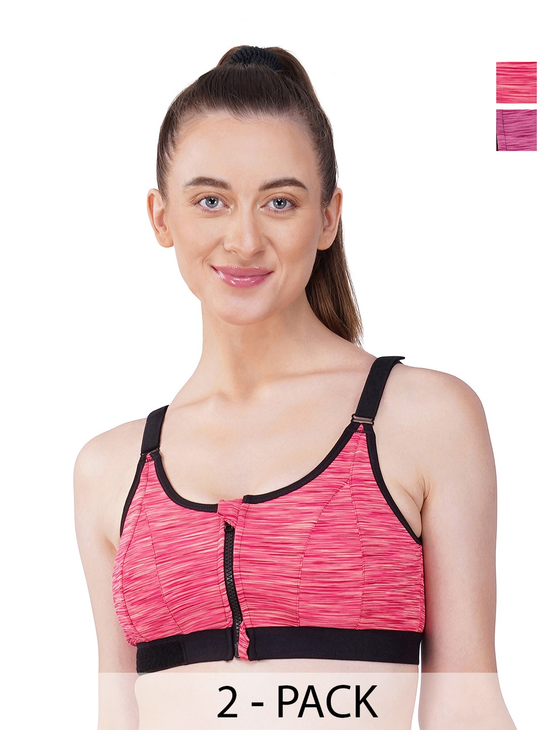 

INGRID Women Breathable Fabric Cotton Everyday Non Wired High Impact Gym Bras, Magenta