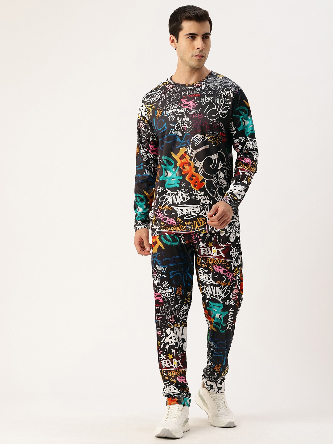 

Sports 52 wear Typography Printed Tracksuits, Black