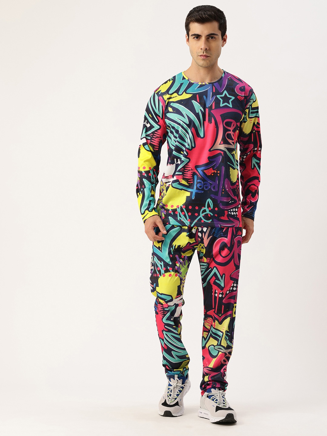 

Sports 52 wear Men Abstract Printed Tracksuit, Pink