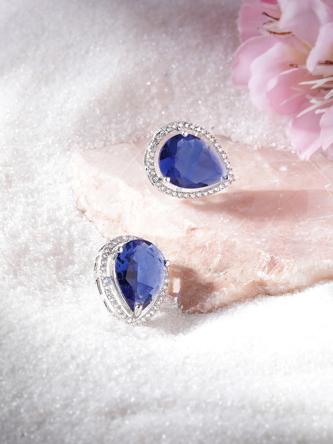 

Manikya Teardrop Shaped Studs Earrings, Blue
