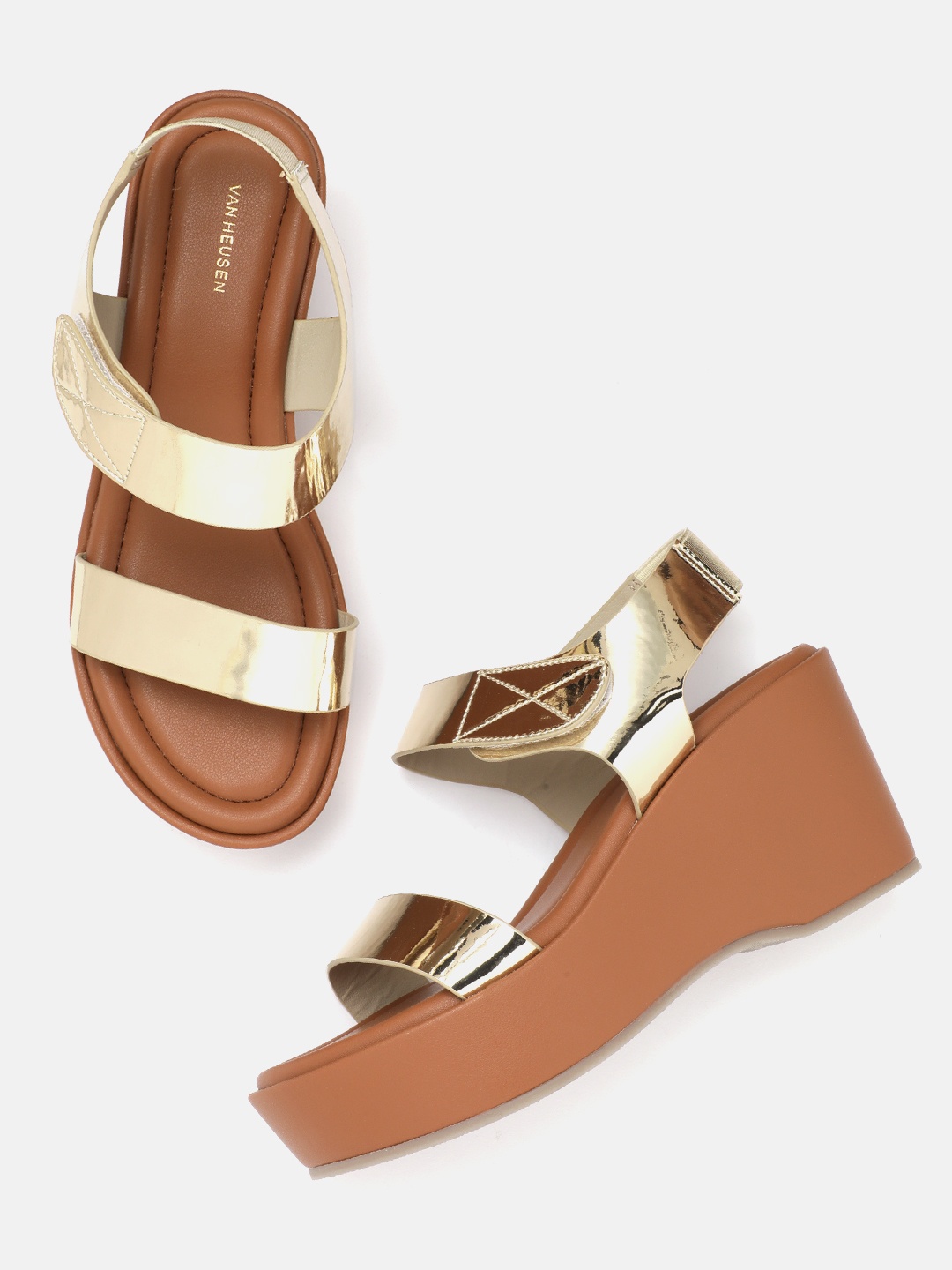 

Van Heusen Open Toe Flatform Heels, Gold