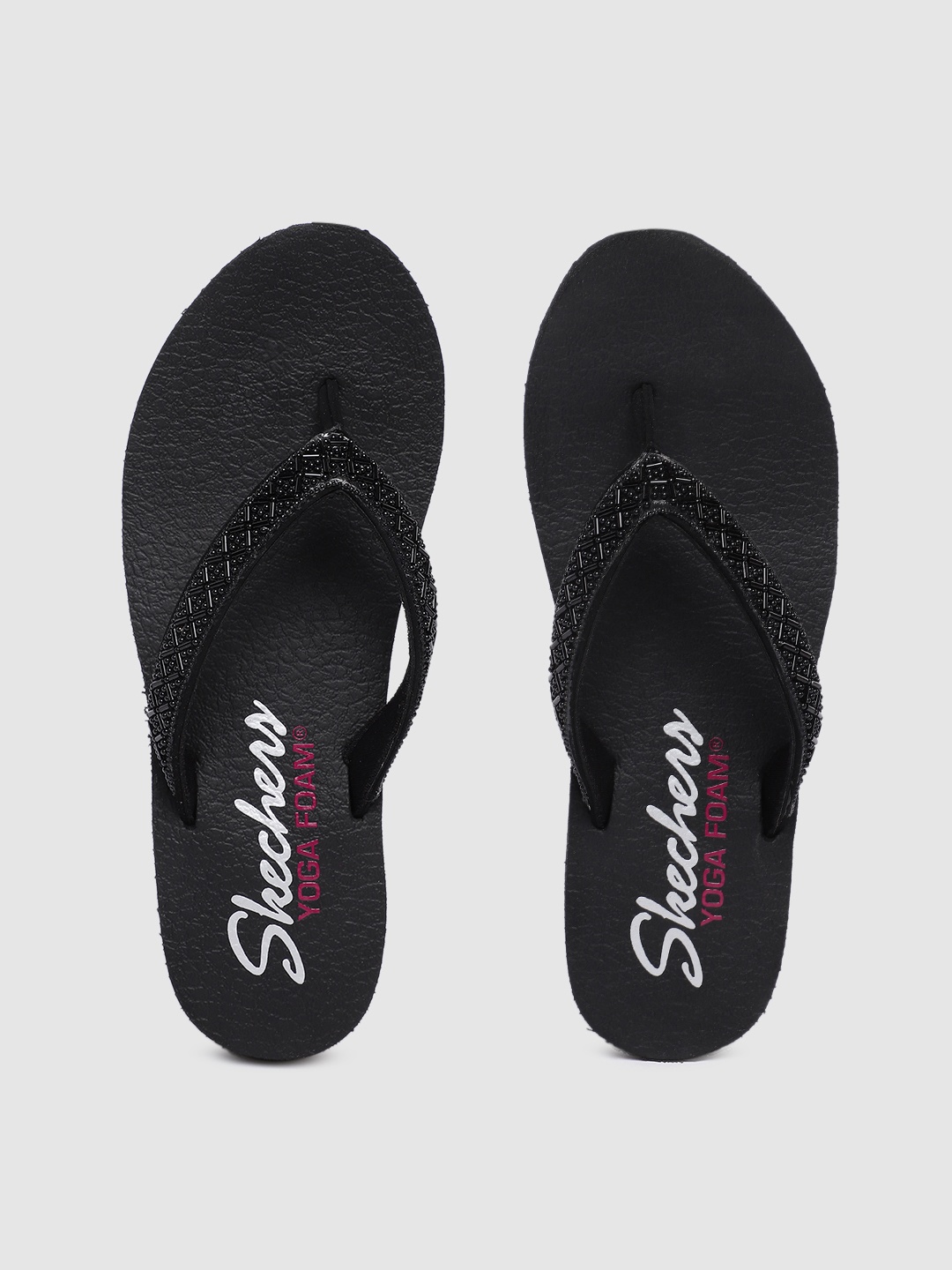 

Skechers Women MEDITATION Embellished T-Strap Flats, Black