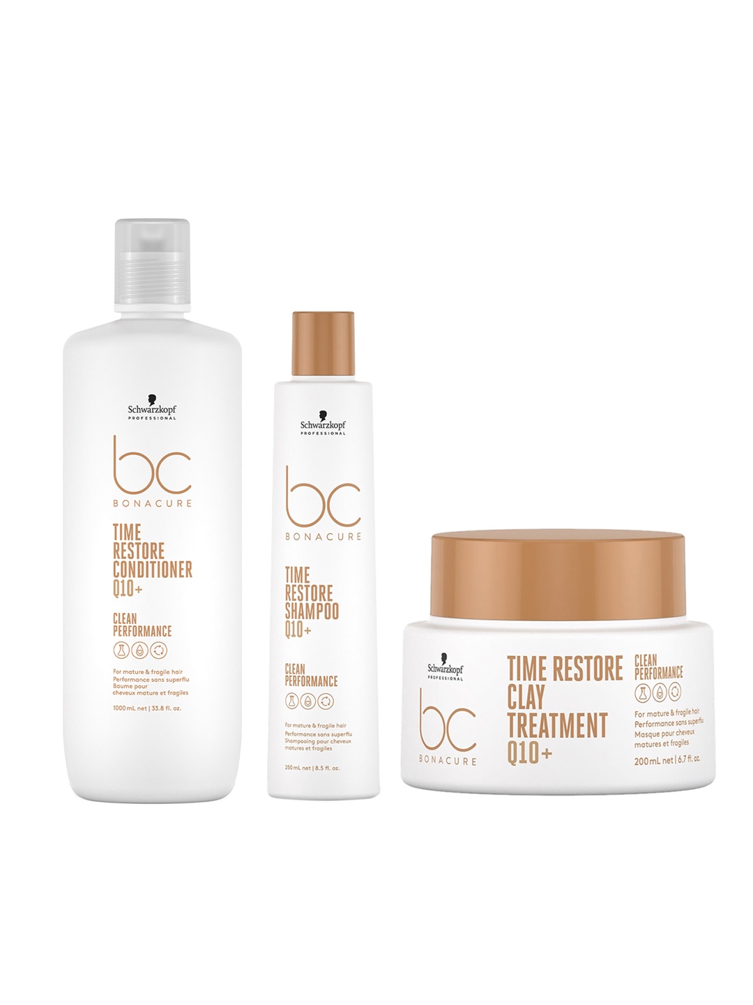 

Schwarzkopf PROFESSIONAL Bonacure Time Restore Hair Care Trio, White