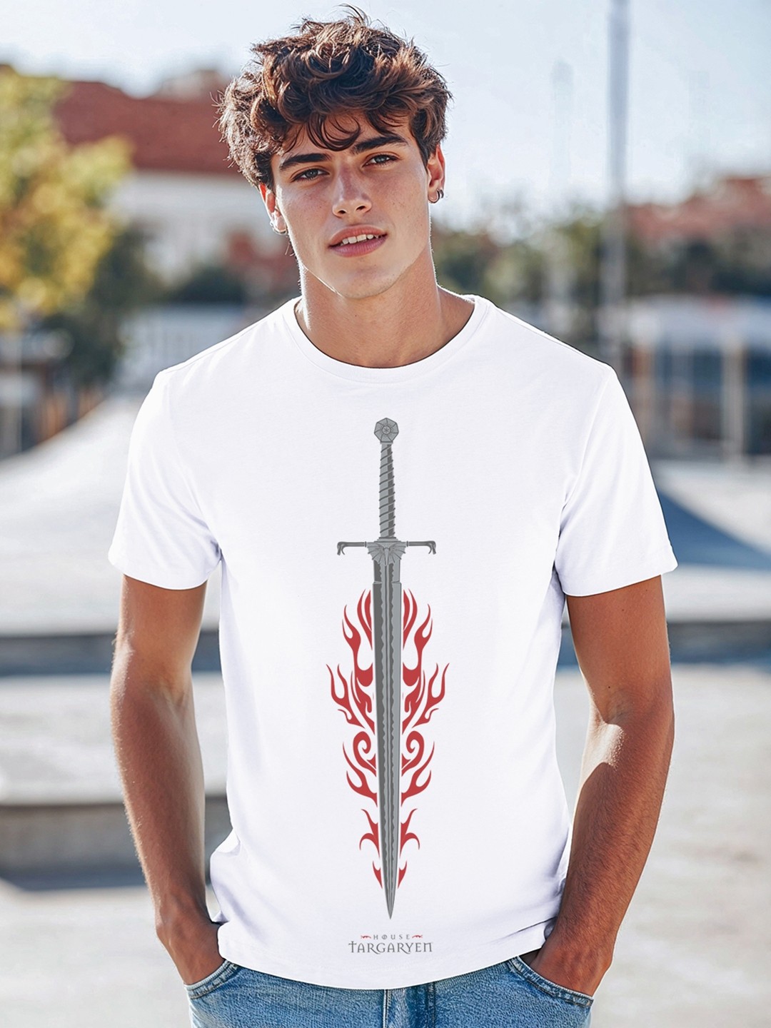 

Bewakoof Men Graphic Printed Round Neck Cotton T-shirt, White