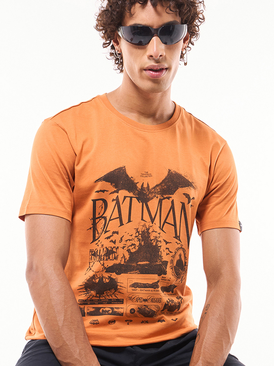 

Bewakoof Men Graphic Printed Round Neck Cotton T-shirt, Orange