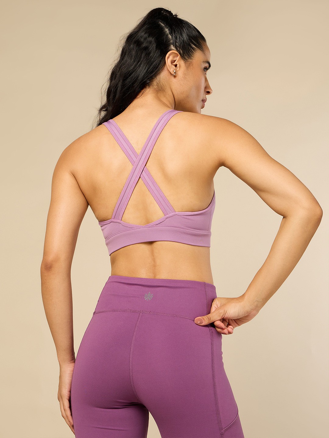 

CULT Full Coverage Removable Padding High Support Workout Bra- Moisture Wicking, Purple