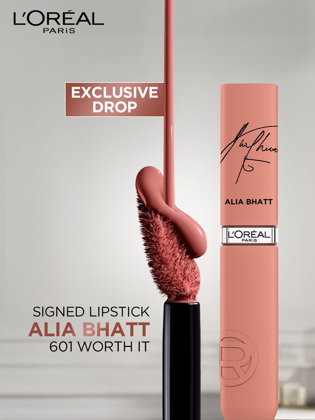 

LOreal Paris Alia Bhatt Infallible Matte Resistance Liquid Lipstick 5 ml - Worth It 601, Nude