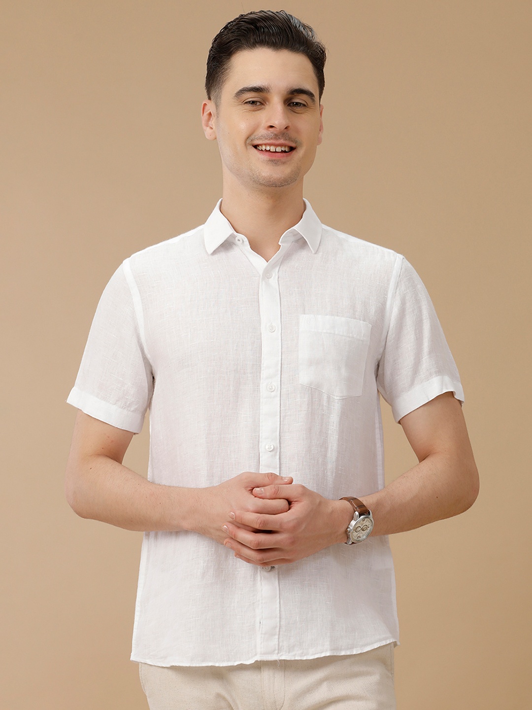 

Linen Club Men Contemporary Slim Fit Opaque Casual Shirt, White