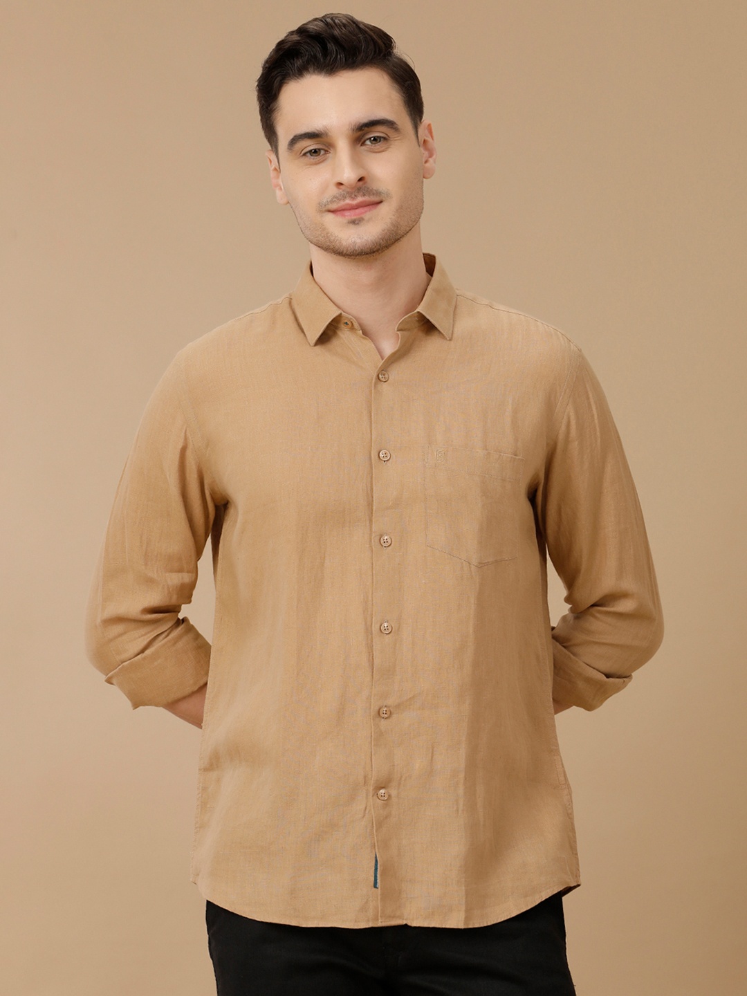 

Linen Club Men Contemporary Slim Fit Casual Shirt, Brown