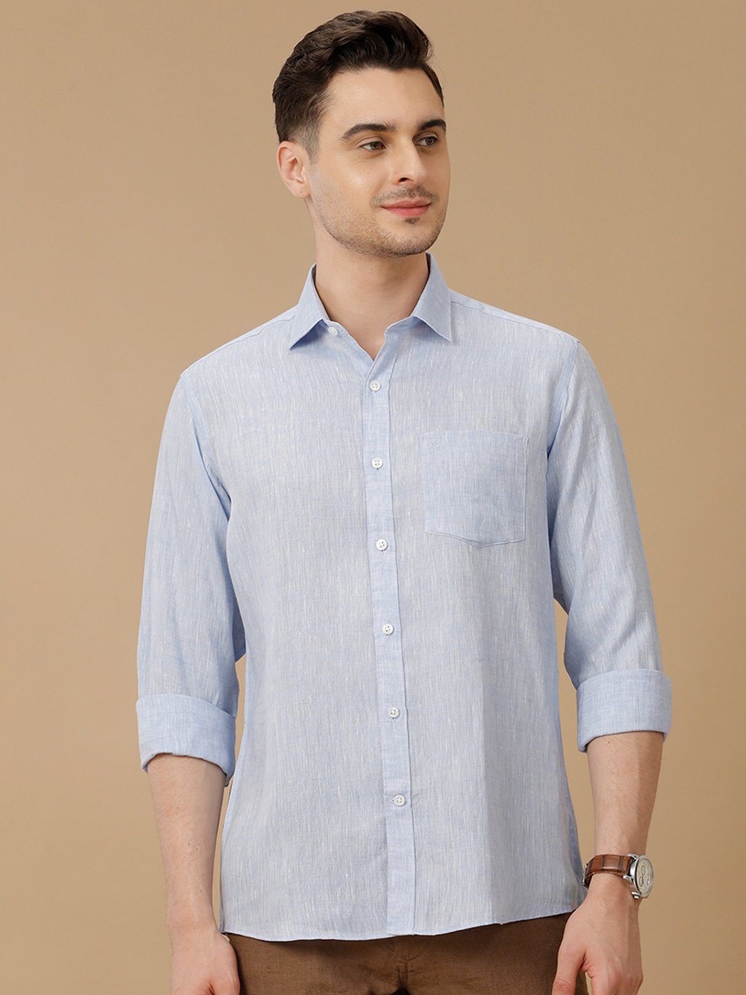 

Linen Club Men Contemporary Slim Fit Casual Shirt, Blue