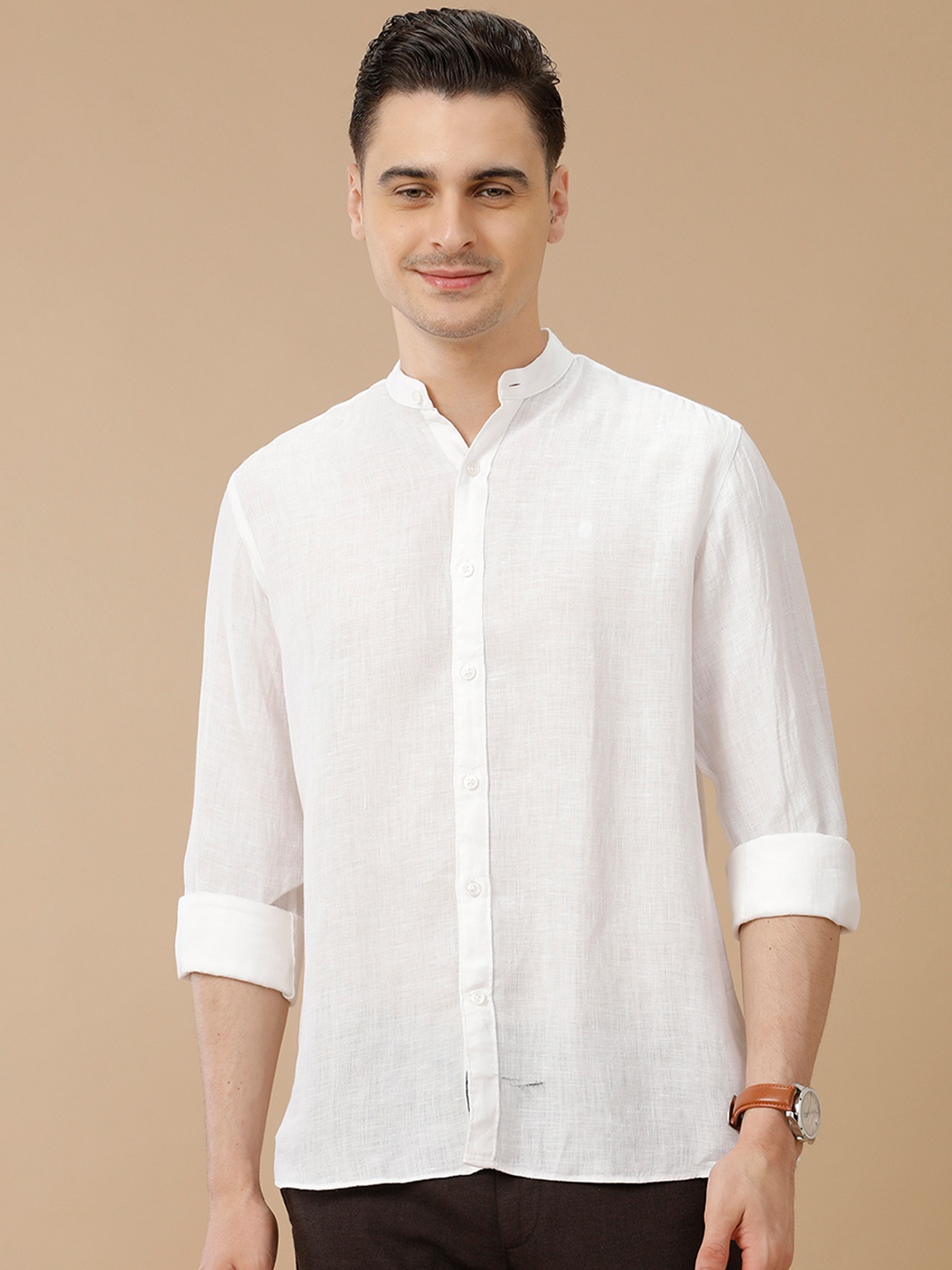 

Linen Club Men Contemporary Slim Fit Opaque Casual Shirt, White